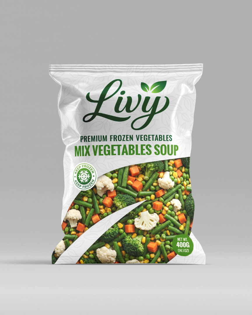 Frozen Mix Vegetables SoupA balanced mix of selected vegetables prepared for easy soup cooking, offering fresh color, natural flavor, and convenience for home and foodservice use