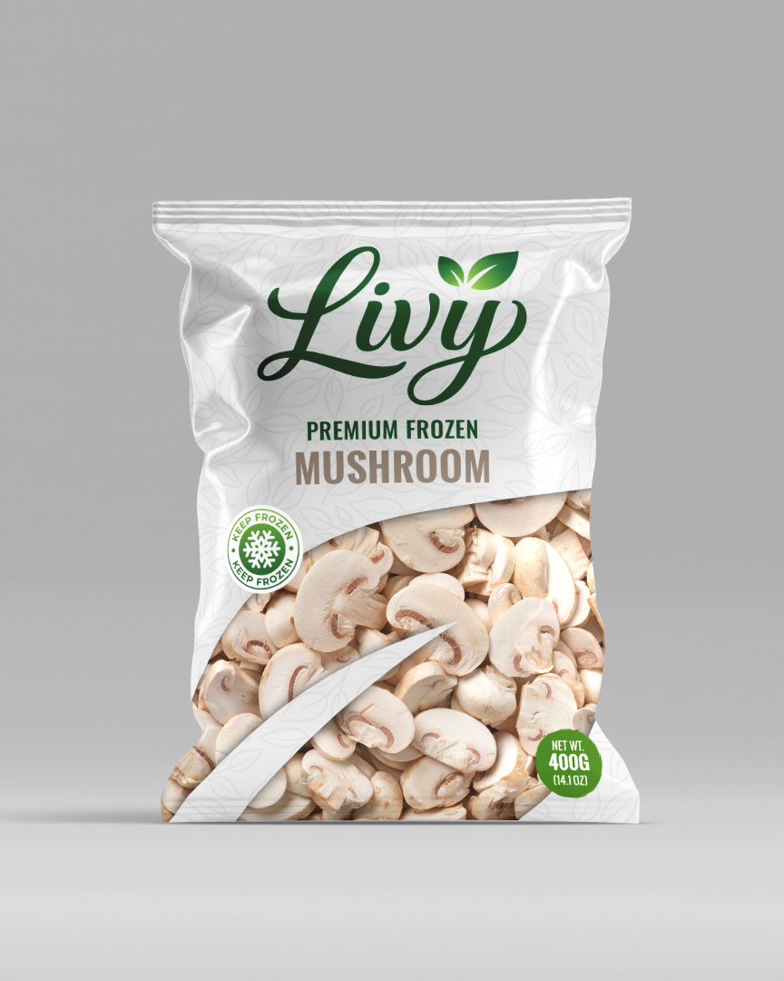 Frozen MushroomSliced mushrooms with a fresh earthy flavor and smooth texture, ideal for pizzas, sauces, soups, stir-fries, and foodservice applications