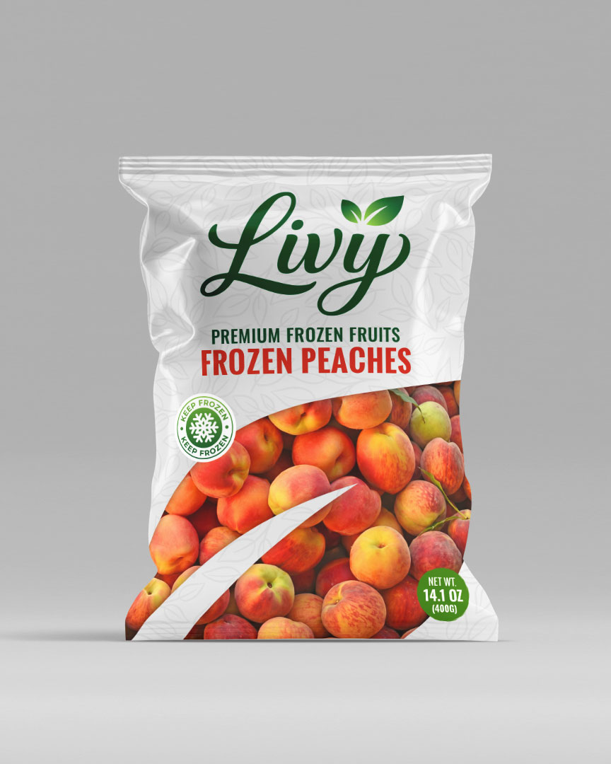 Frozen Peaches
Tender, golden peaches with a naturally sweet flavor, carefully frozen to maintain freshness and quality for desserts, smoothies, and retail packs.