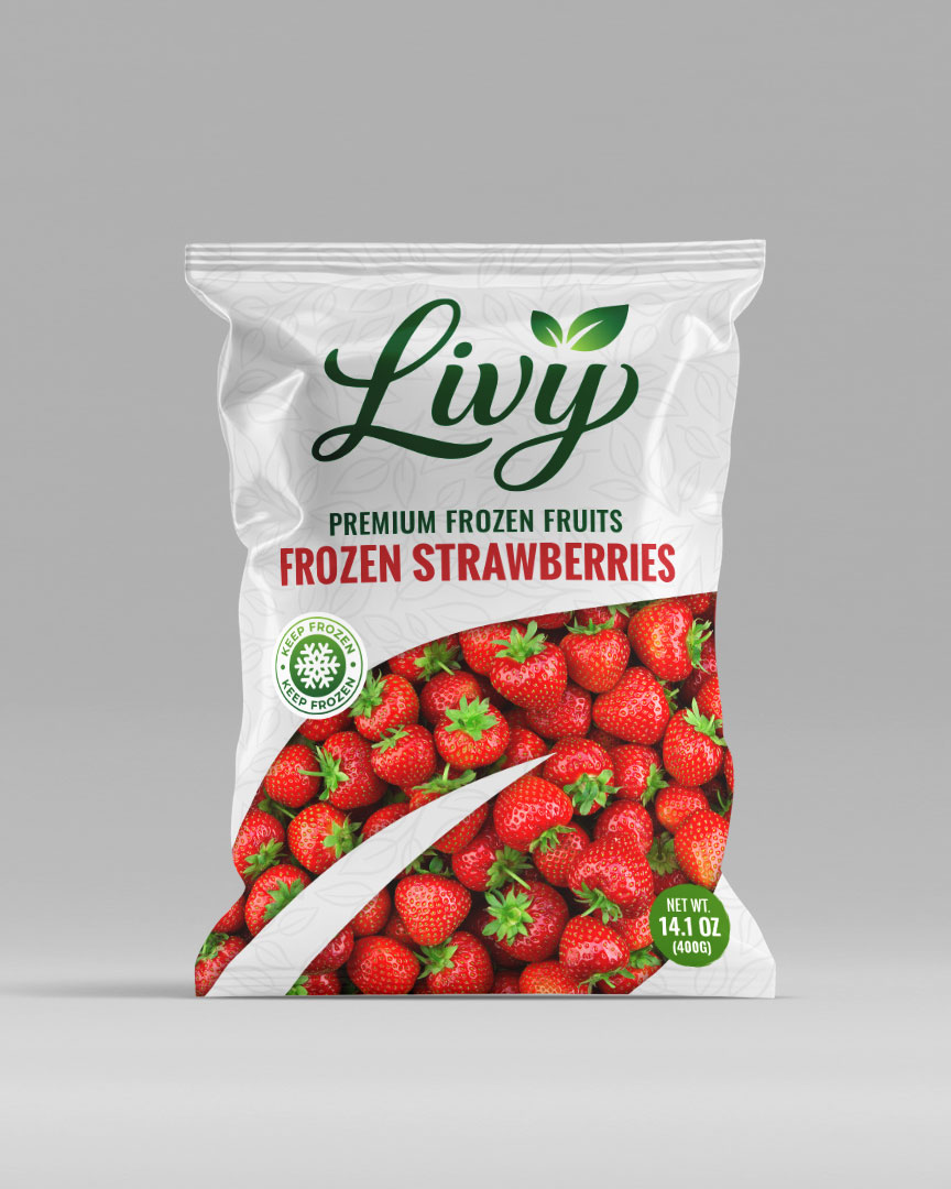 Frozen Strawberries Vibrant red strawberries with natural sweetness and fresh aroma, perfect for retail, foodservice, smoothies, bakery, and industrial use.
