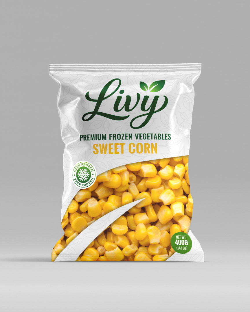 Frozen Sweet CornGolden sweet corn kernels with natural sweetness and fresh flavor, ideal for salads, soups, side dishes, pizzas, and foodservice use